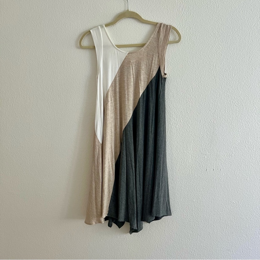Anthropologie Cream and Gray Asymmetrical Sundress-SP